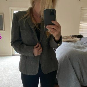 Zara Wool Jacket with Suede Patches and gold buttons
